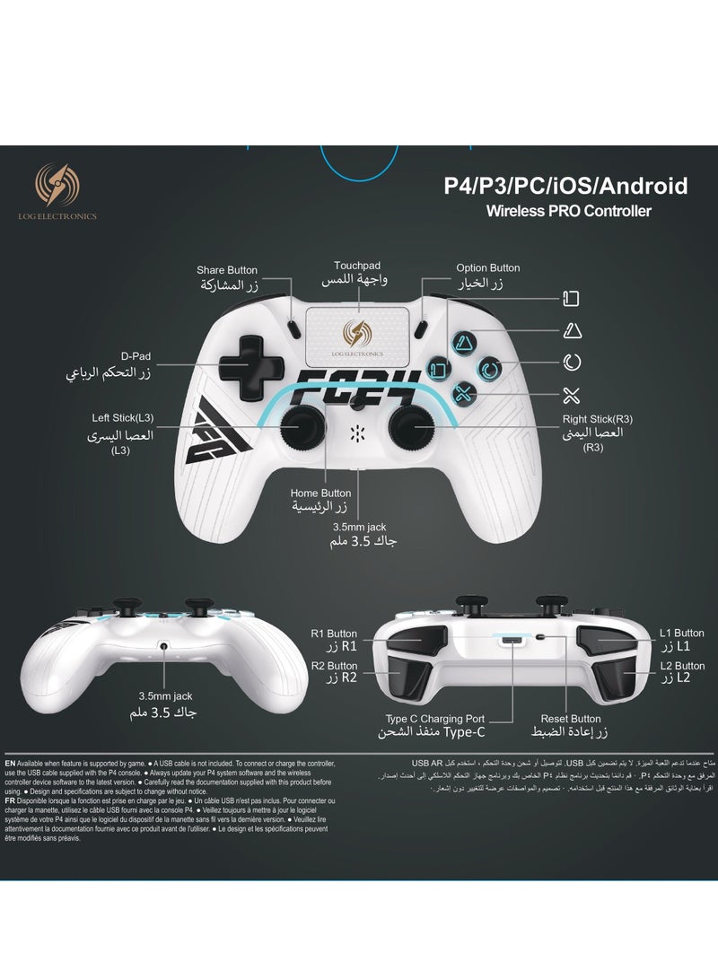 Log Electronics - PS4, PS3, PC, iOS, Android Wireless Controller Black FC 24 Edition With Charging Cable - Image 1
