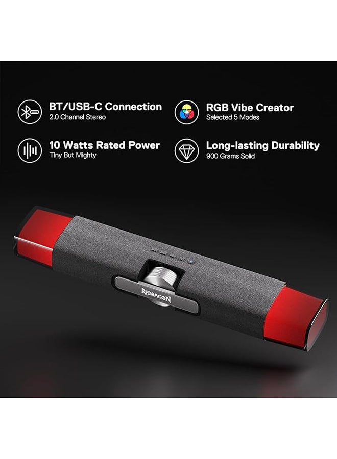ريدراجون سماعات سطح المكتب Redragon DORA GS512 اللاسلكية RGB، 2.0 مكبر صوت ستيريو للكمبيوتر الشخصي  - Image 5