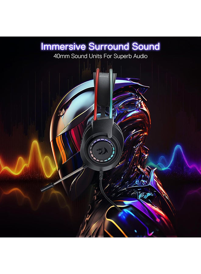 Redragon H231 Scream Wired Gaming Headset, Stereo Surround Sound, 40mm Drivers, Leather Foam Ear Pads, Noise-canceling Microphone, Multi-Platforms Headphone, Works with PC/PS4/5/NS/Xbox-one, Black - Image 3