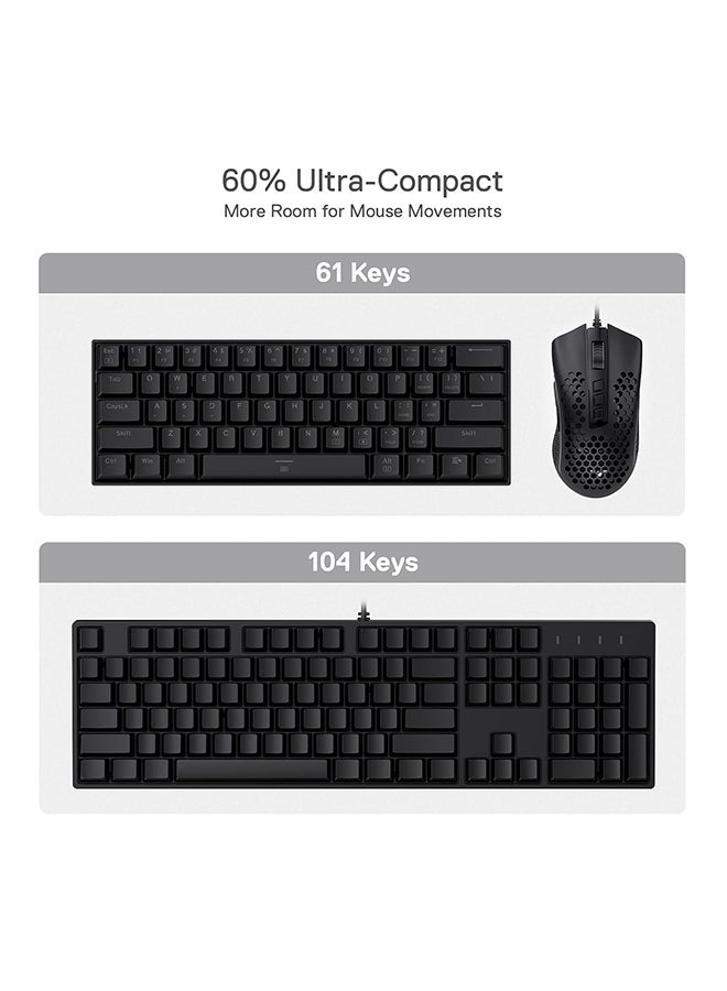 REDRAGON - K630 Dragonborn 60% Wired RGB Gaming Keyboard, 61 Keys Compact Mechanical Keyboard with Linear Red Switch, Pro Driver Support, Black - Image 1
