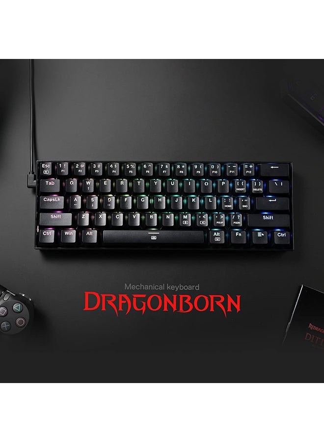 REDRAGON - K630 Dragonborn 60% Wired RGB Gaming Keyboard, 61 Keys Compact Mechanical Keyboard with Linear Red Switch, Pro Driver Support, Black - Image 1