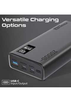 PROMATE 20000 mAh Universal Ultra-Slim Power Bank with 20W USB-C Input/Output Port, QC 3.0 Output, USB-C Ports, LCD Display and Over-Heating Protection for Smartphones and Tablets, Bolt-20PD Black  - Image 3