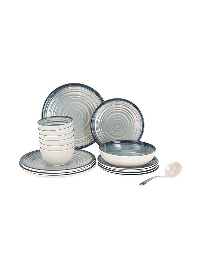 رويال فورد 20-Piece Melamlne Dinner Set With 6X27Cm Dinner Plates, 6X22Cm Side Plates, 1X20Cm Serving Bowl, 6X13Cm Rice Bowls, 1X20Cm Ladle, Serves 6 For Everyday Use, Multicolor Multicolor 3kg - Image 1