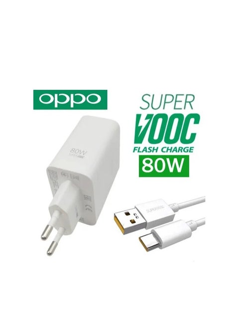 SuperVooc Charger Adapter + USB-C Cable, 80W White