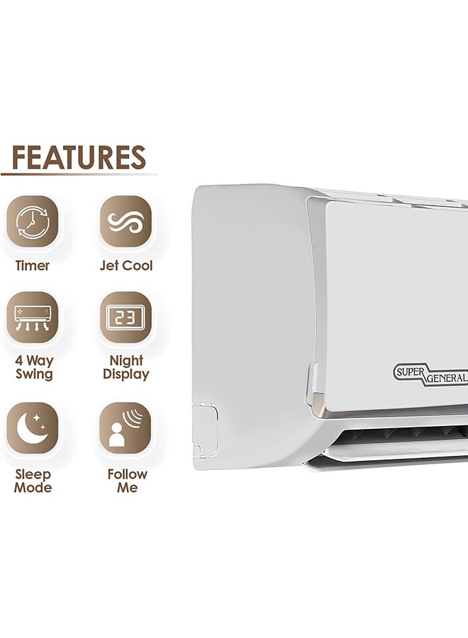 SUPER GENERAL Split Air Conditioner, 30000 BTU, Rotary Compressor, Auto Restart, Gold Fin, 4-Way Swing - 134 x 45 x 38 cm, 1 Year Warranty 2500 W SGS315NE White  - Image 3