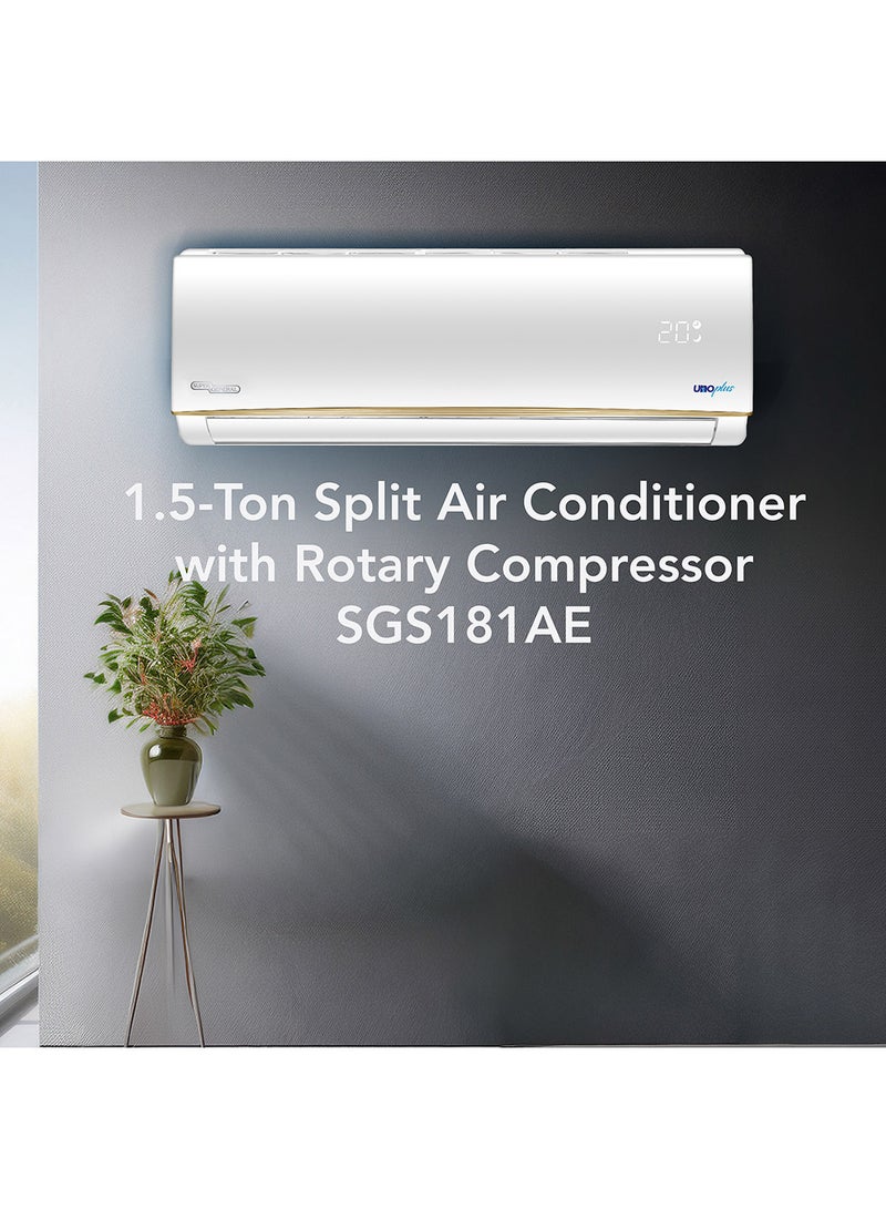 Super General 1.5 Ton Split Air Conditioner, T3 Rotary Compressor, T1 - 18,000 BTU, T3 - 16,000 BTU, Gold Fin, Energy Efficient R-410A Refrigerant, 4-Way Swing, Turbo Mode, Eco Mode, White, SGS181AE 1500 W ‎SGS181AE White - Image 2