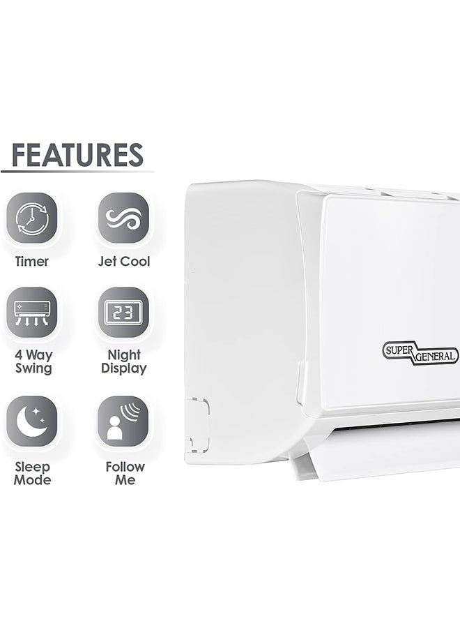 SUPER GENERAL Split Air Conditioner, 36000 BTU, Reciprocating Compressor, Auto Restart, Gold Fin, 4-Way Swing - 134 x 45 x 38 cm, 1 Year Warranty 3000 W SGS370HE White  - Image 3