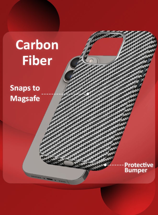 MARGOUN iPhone 15 Pro Max Case MagSafe Compatible Super Thin Magnetic Phone Cover Carbon Fiber Case Aramid Protective Shell for Men Women MIX1 - Image 3