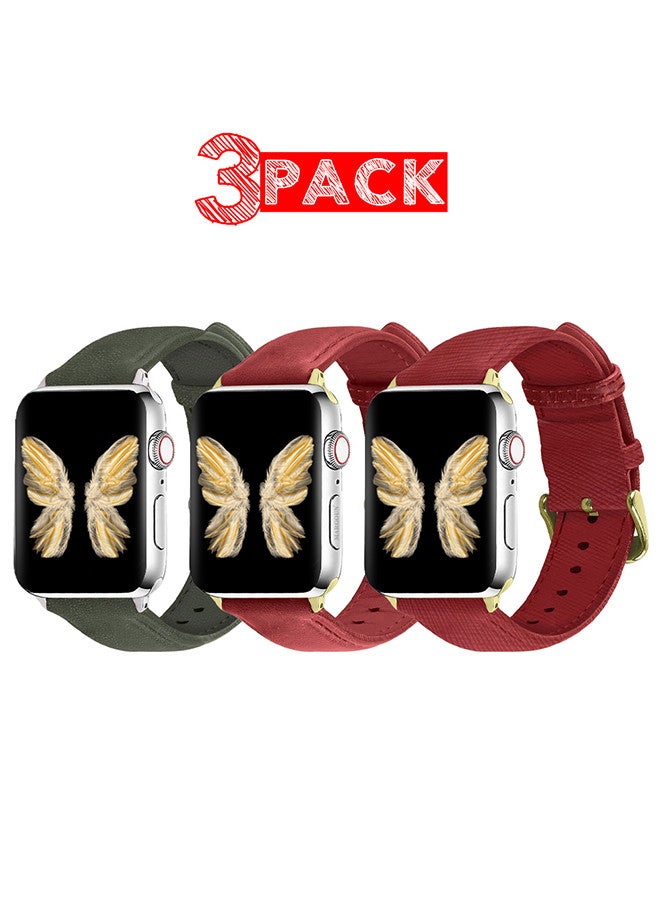 MARGOUN 3 Pack For Apple Watch Band 38mm/40mm/41mm Leather Band Buckle Strap Wristband Compatible with Apple watch series 7/6/5/4/3/2/1/SE MIX11 - Image 1