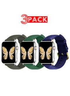 3 Pack For Apple Watch Band 38mm/40mm/41mm Leather Band Buckle Strap Wristband Compatible with Apple watch series 7/6/5/4/3/2/1/SE MIX9