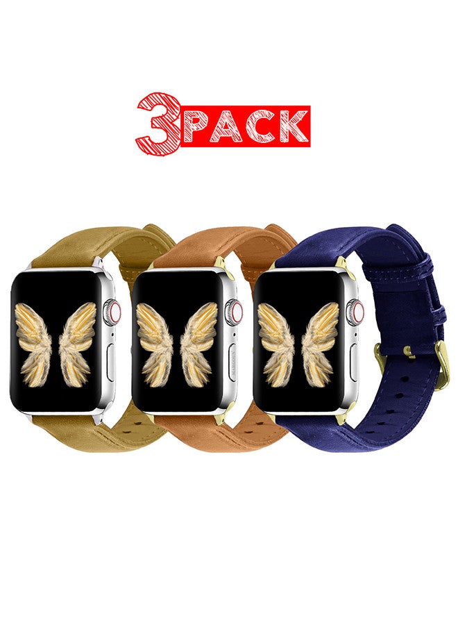 3 Pack For Apple Watch Band 38mm/40mm/41mm Leather Band Buckle Strap Wristband Compatible with Apple watch series 7/6/5/4/3/2/1/SE MIX8