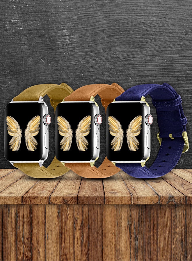 3 Pack For Apple Watch Band 38mm/40mm/41mm Leather Band Buckle Strap Wristband Compatible with Apple watch series 7/6/5/4/3/2/1/SE MIX8