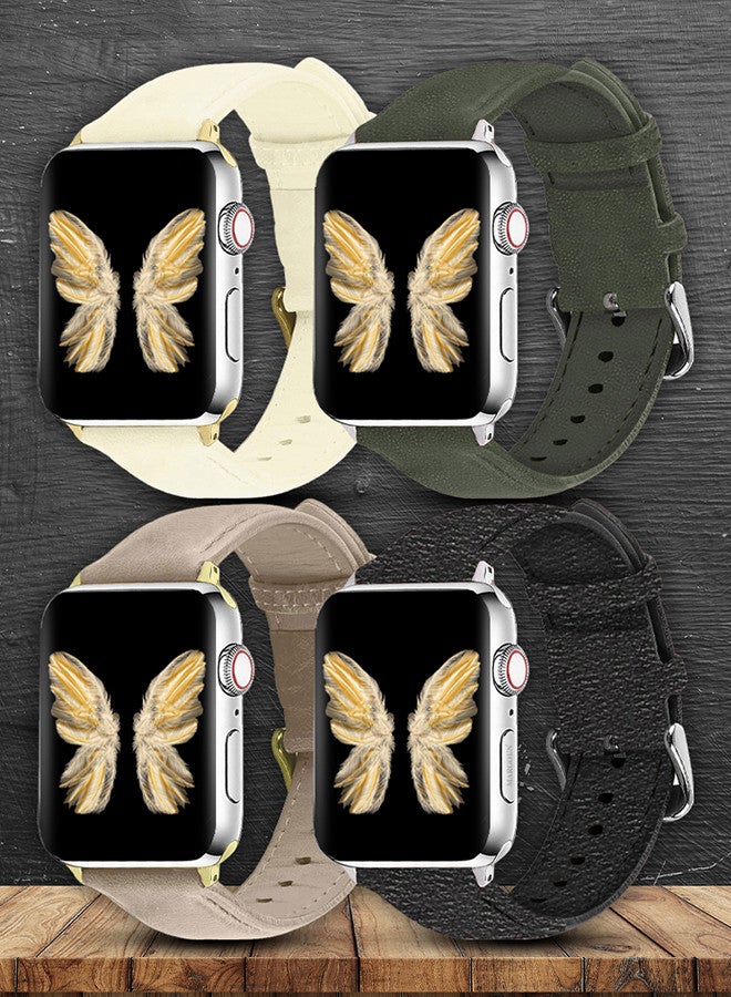 MARGOUN - 4 Pack For Apple Watch Band 38mm/40mm/41mm Leather Band Buckle Strap Wristband Compatible with Apple watch series 7/6/5/4/3/2/1/SE MIX7 - Image 1