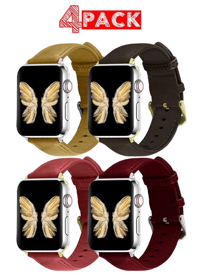 MARGOUN 4 Pack For Apple Watch Band 38mm/40mm/41mm Leather Band Buckle Strap Wristband Compatible with Apple watch series 7/6/5/4/3/2/1/SE MIX6 - Image 1