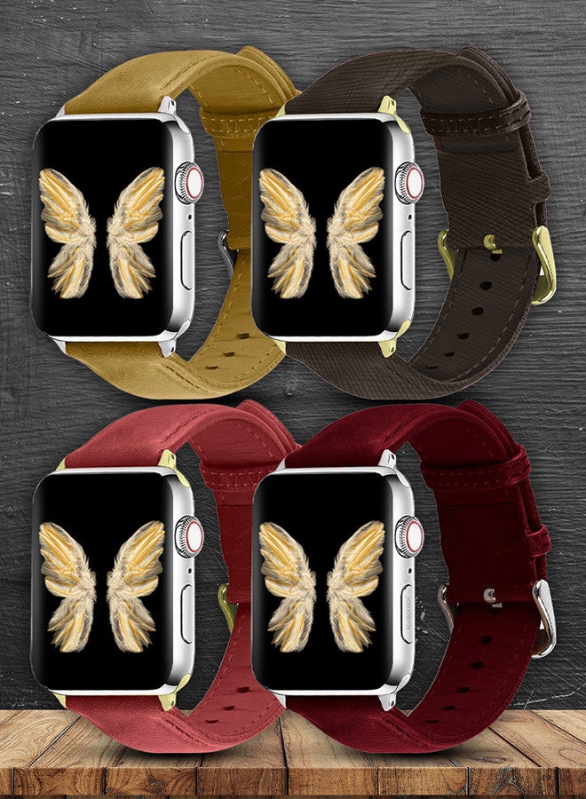 MARGOUN 4 Pack For Apple Watch Band 38mm/40mm/41mm Leather Band Buckle Strap Wristband Compatible with Apple watch series 7/6/5/4/3/2/1/SE MIX6 - Image 2