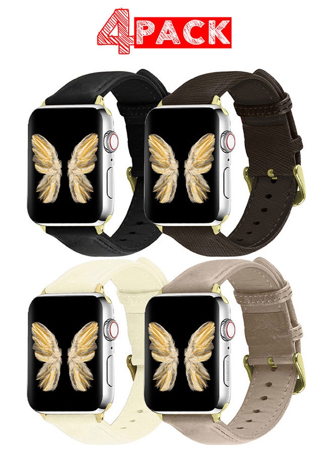 MARGOUN - 4 Pack For Apple Watch Band 38mm/40mm/41mm Leather Band Buckle Strap Wristband Compatible with Apple watch series 7/6/5/4/3/2/1/SE MIX2 - Image 1