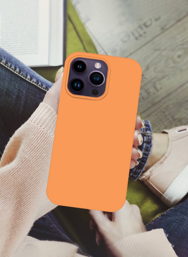 MARGOUN 2 Pack For iPhone 14 Pro Case and Screen Protector Silicone Case Full Body Protective Cover Shockproof Slim Phone Case Anti-Scratch Soft Microfiber Lining Orange - Image 3