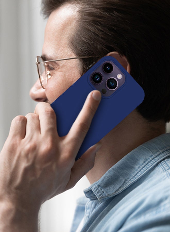 MARGOUN iPhone 14 Pro Case Silicone Case Full Body Protective Cover Shockproof Slim Phone Case Anti-Scratch Soft Microfiber Lining Blue - Image 5