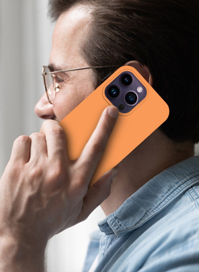 MARGOUN iPhone 14 Pro Case Silicone Case Full Body Protective Cover Shockproof Slim Phone Case Anti-Scratch Soft Microfiber Lining Orange - Image 5