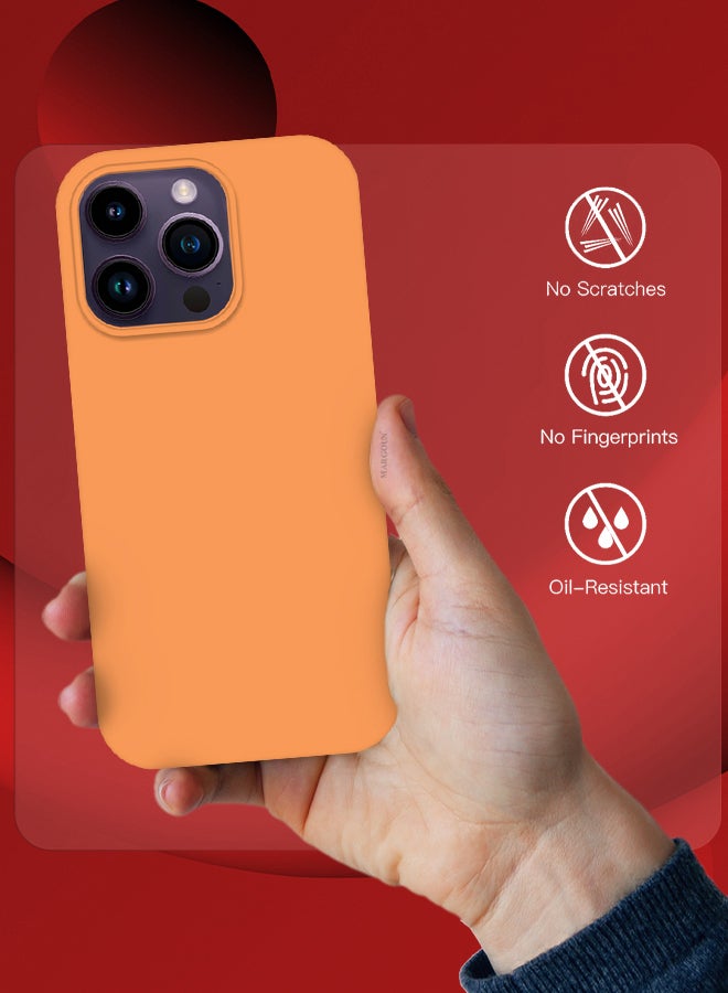 MARGOUN iPhone 14 Pro Case Silicone Case Full Body Protective Cover Shockproof Slim Phone Case Anti-Scratch Soft Microfiber Lining Orange - Image 4