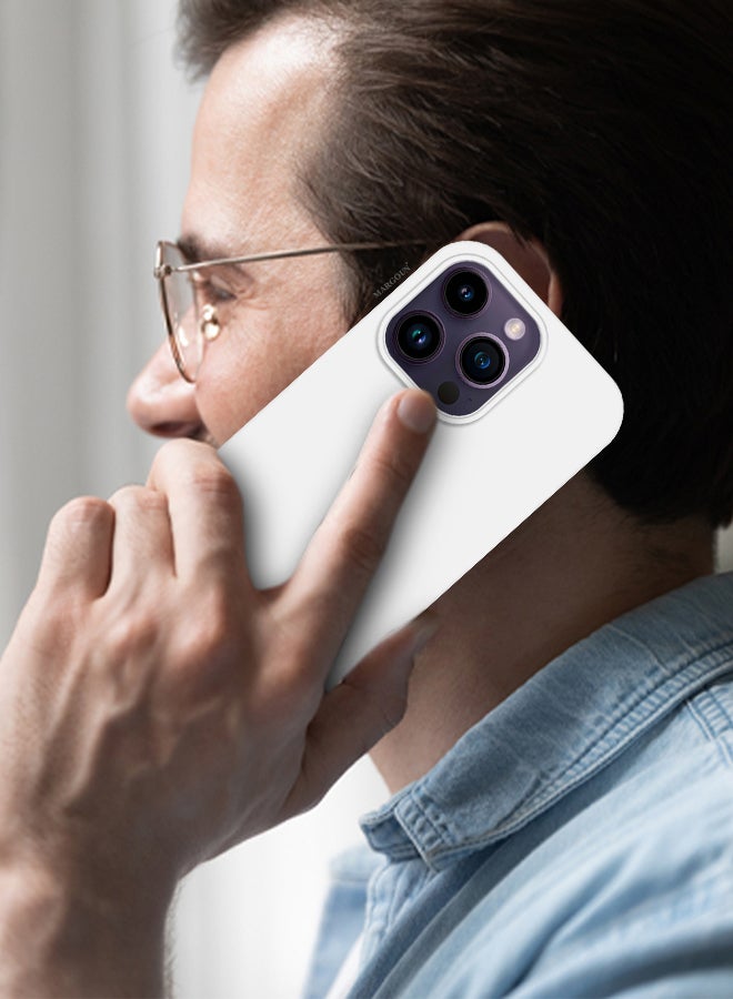 MARGOUN iPhone 14 Pro Case Silicone Case Full Body Protective Cover Shockproof Slim Phone Case Anti-Scratch Soft Microfiber Lining White - Image 5