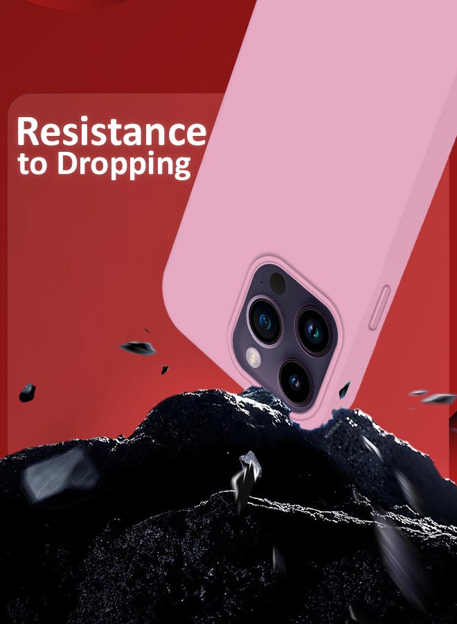 MARGOUN iPhone 14 Pro Case Silicone Case Full Body Protective Cover Shockproof Slim Phone Case Anti-Scratch Soft Microfiber Lining Pink - Image 3