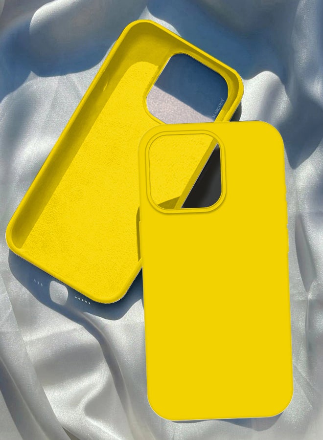 مارجون iPhone 14 Pro Case Silicone Case Full Body Protective Cover Shockproof Slim Phone Case Anti-Scratch Soft Microfiber Lining Yellow - Image 1