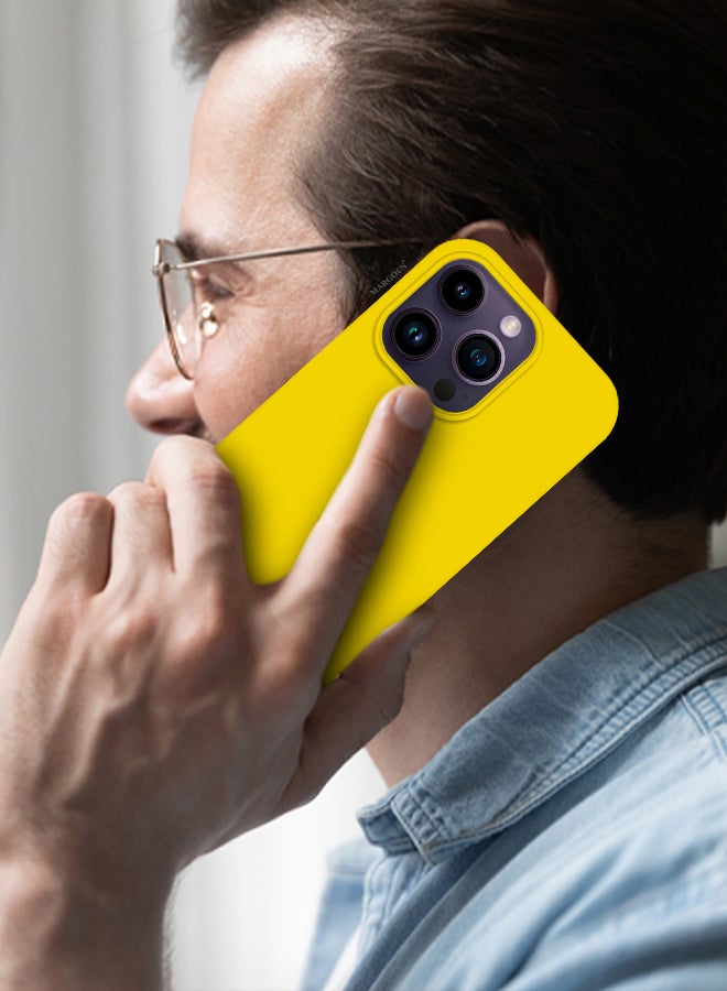 مارجون iPhone 14 Pro Case Silicone Case Full Body Protective Cover Shockproof Slim Phone Case Anti-Scratch Soft Microfiber Lining Yellow - Image 5