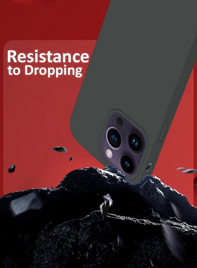 MARGOUN iPhone 14 Pro Case Silicone Case Full Body Protective Cover Shockproof Slim Phone Case Anti-Scratch Soft Microfiber Lining Grey - Image 3