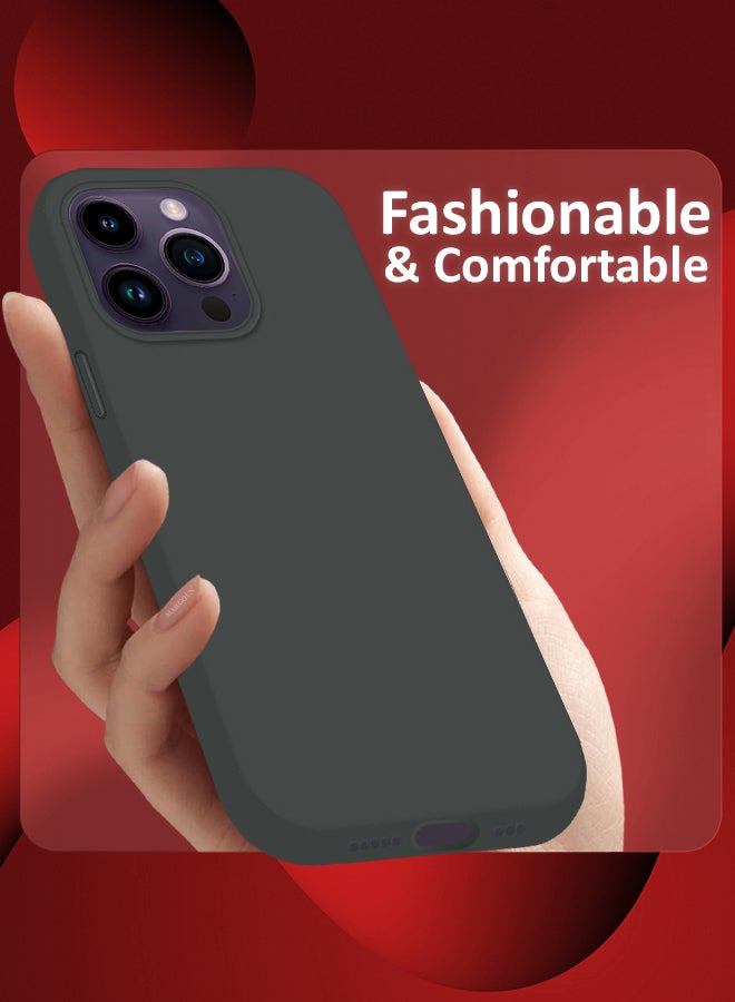 MARGOUN iPhone 14 Pro Case Silicone Case Full Body Protective Cover Shockproof Slim Phone Case Anti-Scratch Soft Microfiber Lining Grey - Image 4