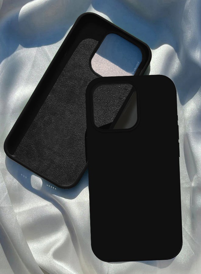 MARGOUN iPhone 14 Pro Case Silicone Case Full Body Protective Cover Shockproof Slim Phone Case Anti-Scratch Soft Microfiber Lining Black - Image 1