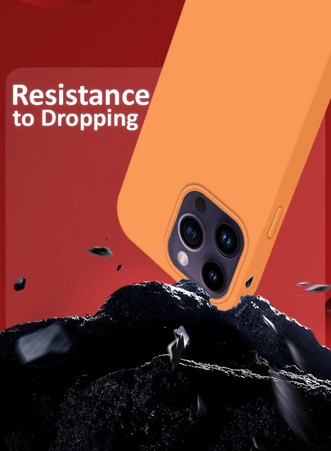 MARGOUN iPhone 14 Pro Max Case Silicone Case Full Body Protective Cover Shockproof Slim Phone Case Anti-Scratch Soft Microfiber Lining Orange - Image 3