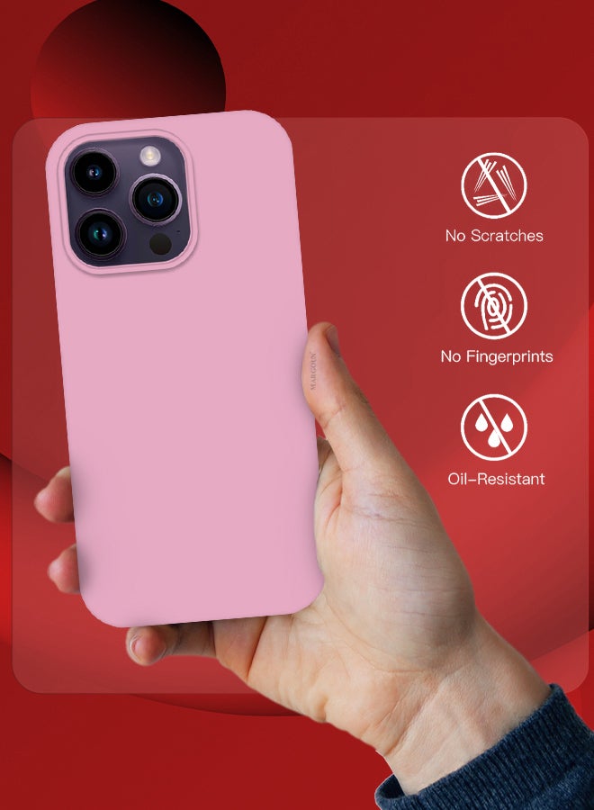مارجون iPhone 14 Pro Max Case Silicone Case Full Body Protective Cover Shockproof Slim Phone Case Anti-Scratch Soft Microfiber Lining Pink - Image 4