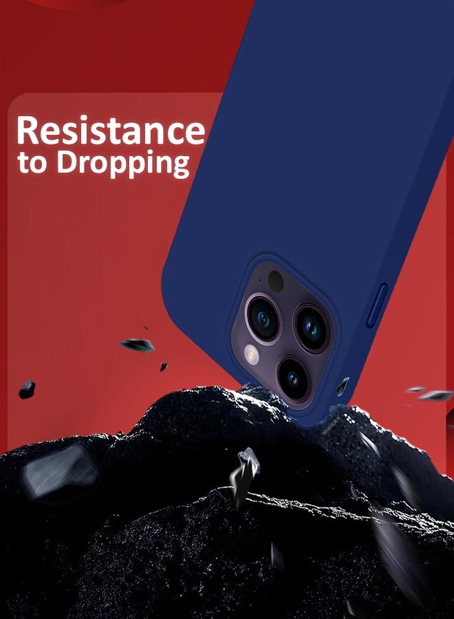 MARGOUN iPhone 14 Pro Max Case Silicone Case Full Body Protective Cover Shockproof Slim Phone Case Anti-Scratch Soft Microfiber Lining Blue - Image 3