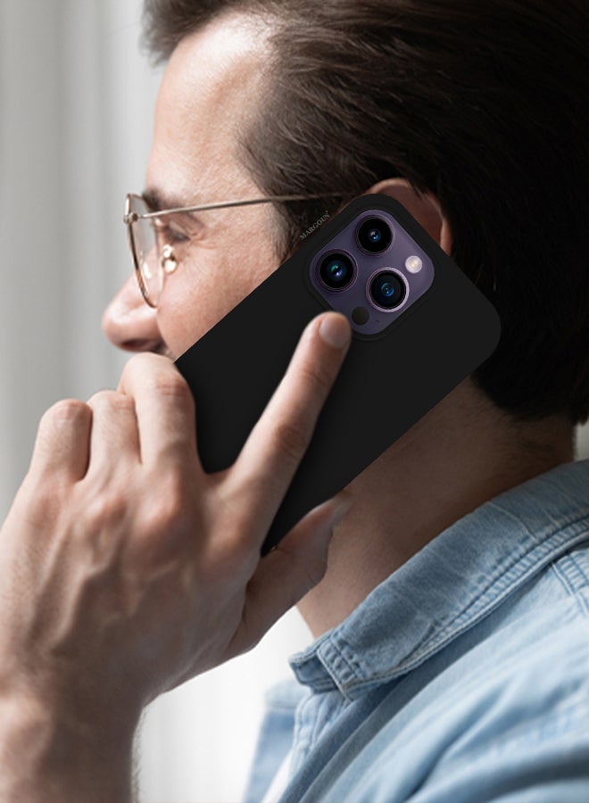 MARGOUN iPhone 14 Pro Max Case Silicone Case Full Body Protective Cover Shockproof Slim Phone Case Anti-Scratch Soft Microfiber Lining Black - Image 5