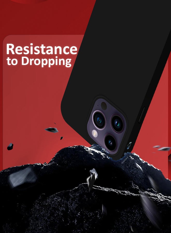 MARGOUN iPhone 14 Pro Max Case Silicone Case Full Body Protective Cover Shockproof Slim Phone Case Anti-Scratch Soft Microfiber Lining Black - Image 3