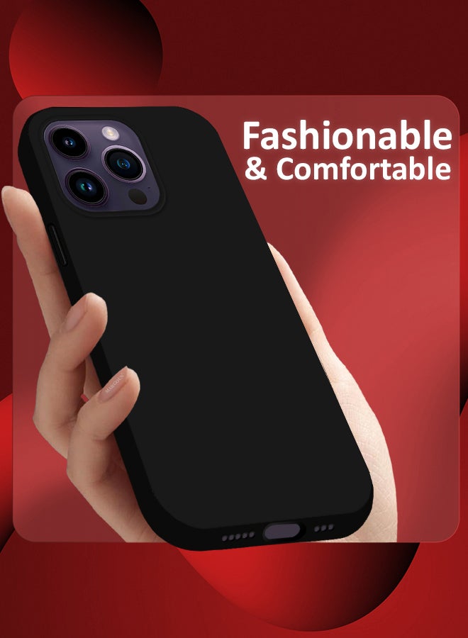 MARGOUN iPhone 14 Pro Max Case Silicone Case Full Body Protective Cover Shockproof Slim Phone Case Anti-Scratch Soft Microfiber Lining Black - Image 4