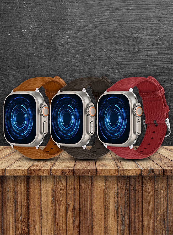 MARGOUN 3 Pack For Apple Watch Band 49mm/45mm/44mm Leather Band Buckle Strap Wristband Compatible with Apple watch series Ultra2/Ultra/8/7/SE/5/4/3/2/1 MIX3 - Image 2