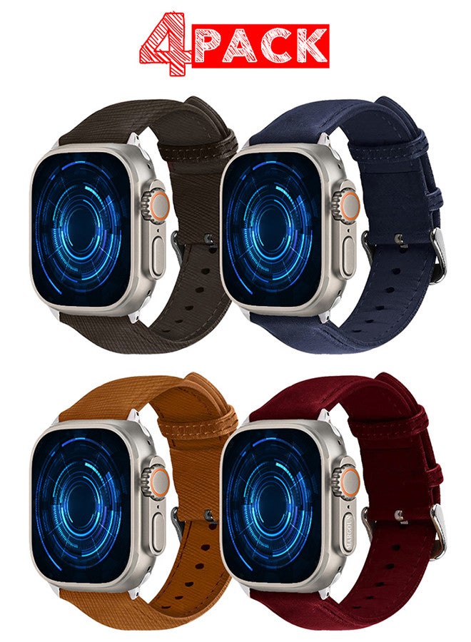 MARGOUN 4 Pack For Apple Watch Band 49mm/45mm/44mm Leather Band Buckle Strap Wristband Compatible with Apple watch series Ultra2/Ultra/8/7/SE/5/4/3/2/1 MIX3 - Image 1