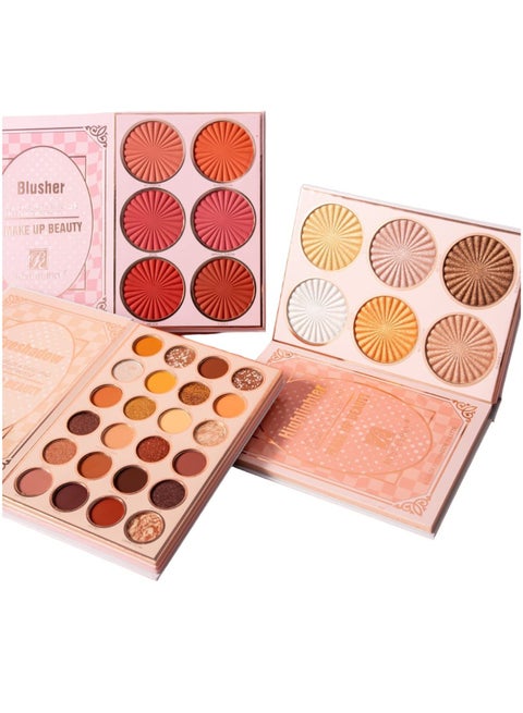 Professional Make-Up Kit Eyeshadow Blusher Highlighter Multicolour