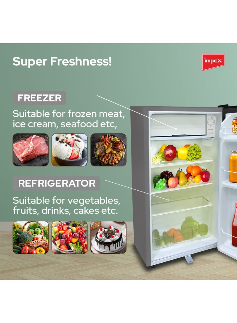 إمبكس ثلاجة Direct Cool بباب واحد 2.9 قدم مكعب، ثلاجة تبريد أسرع 90 لترًا 65 واط IMRF 140C فضي داكن  - Image 4