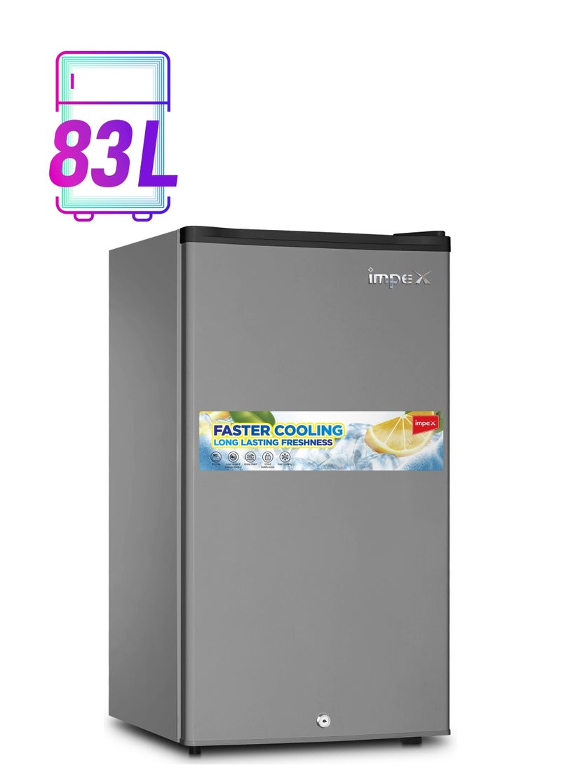 إمبكس ثلاجة Direct Cool بباب واحد 2.9 قدم مكعب، ثلاجة تبريد أسرع 90 لترًا 65 واط IMRF 140C فضي داكن  - Image 1