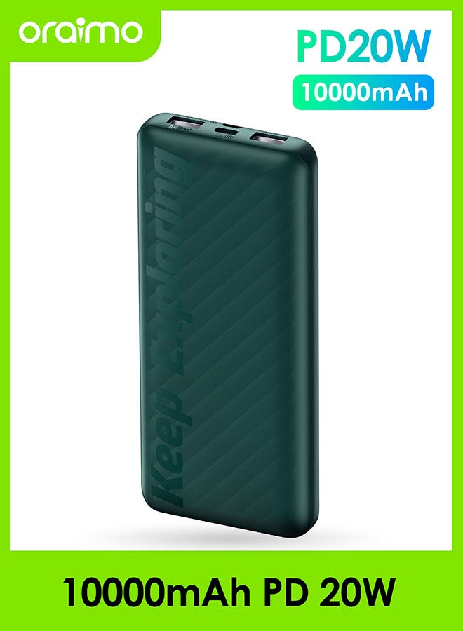 10000 mAh Toast 10 PD Pro II Powerbank with 20W Fast Charging,Type C & USBs Triple Output,Multi-Layer Protection Green