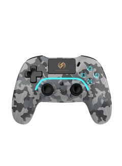 Grey Camo Wireless Controller Compatible with PS4/PS4 Pro/PS4 Slim/PC/iOS 13.4/Android 10, Gaming Controller with Touchpad, Motion Sensor, Speaker, Headphone Jack, LED and Back Button