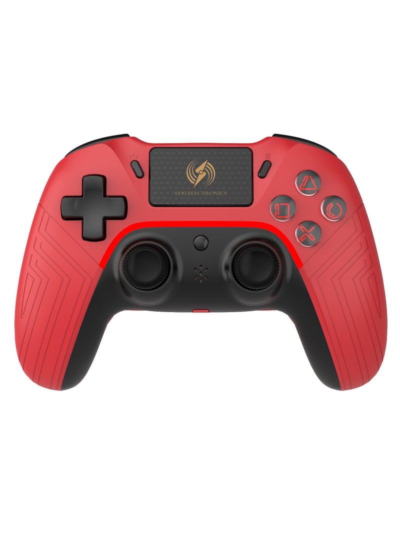 Log Electronics RED  Wireless Controller Compatible with PS4/PS4 Pro/PS4 Slim/PC/iOS 13.4/Android 10, Gaming Controller with Touchpad, Motion Sensor, Speaker, Headphone Jack, LED and Back Button  - Image 1