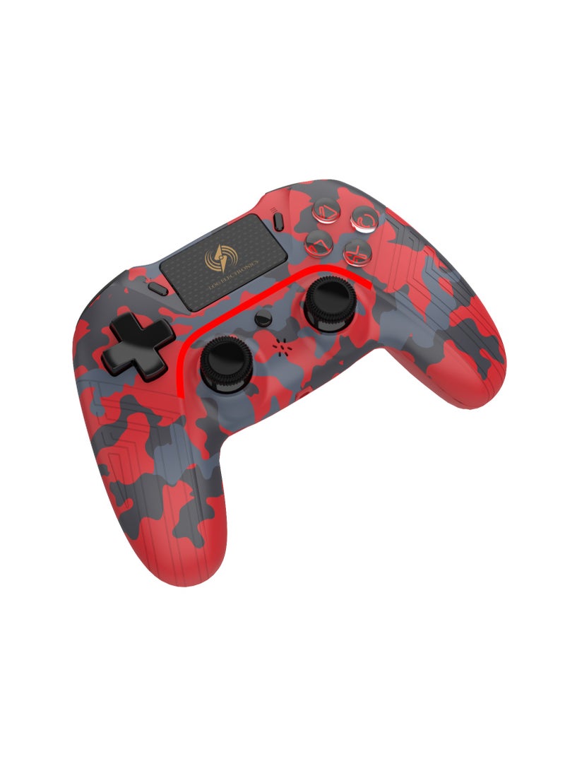 Log Electronics - Red Camo Wireless Controller Compatible with PS4/PS4 Pro/PS4 Slim/PC/iOS 13.4/Android 10, Gaming Controller with Touchpad, Motion Sensor, Speaker, Headphone Jack, LED and Back Button - Image 1