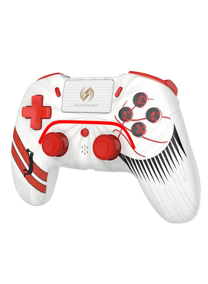 Log Electronics White Red Wireless Controller Compatible with PS4/PS4 Pro/PS4 Slim/PC/iOS 13.4/Android 10, Gaming Controller with Touchpad, Motion Sensor, Speaker, Headphone Jack, LED and Back Button  - Image 2