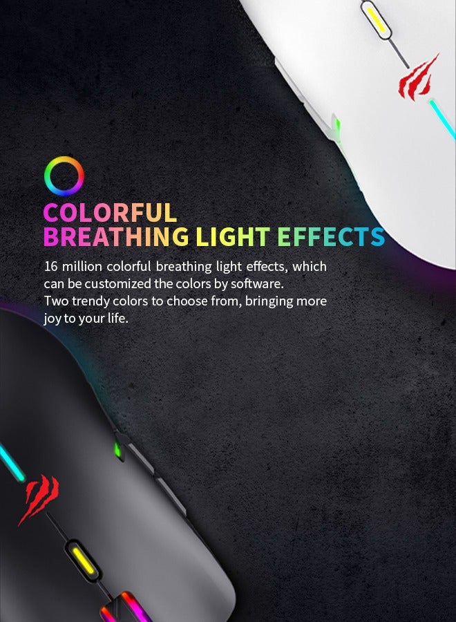 ماوس، ماوس ألعاب عالي الأداء، تصميم بإضاءة خلفية RGB، تنظيم 6-DPI، أسود