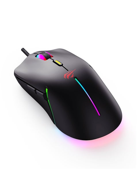 ماوس، ماوس ألعاب عالي الأداء، تصميم بإضاءة خلفية RGB، تنظيم 6-DPI، أسود