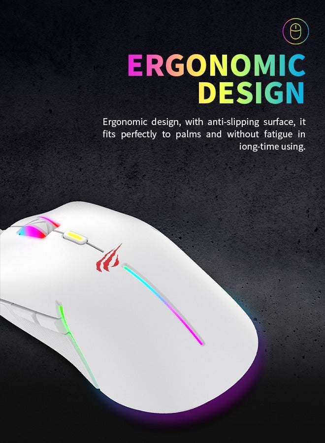 ماوس، ماوس ألعاب عالي الأداء، تصميم بإضاءة خلفية RGB، تنظيم 6-DPI، أسود